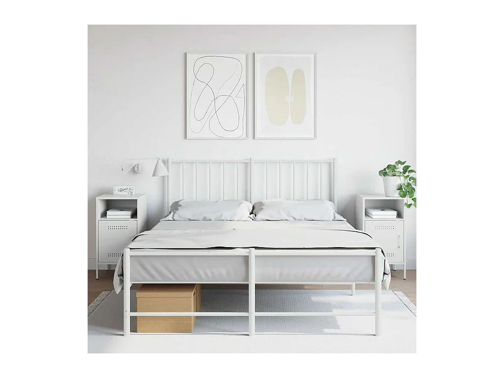 Tables de chevet 2 pcs blanc 36x39x68 cm acier