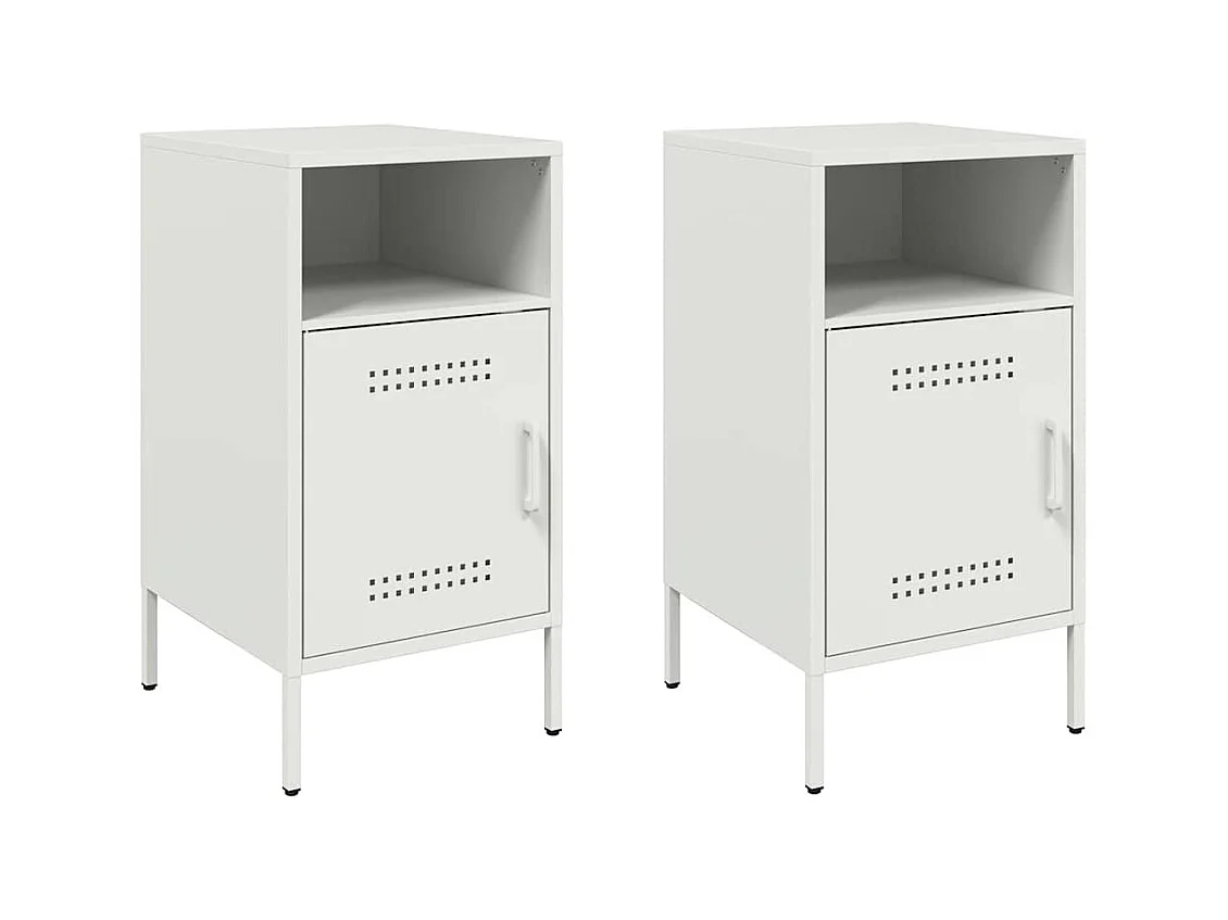 Tables de chevet 2 pcs blanc 36x39x68 cm acier