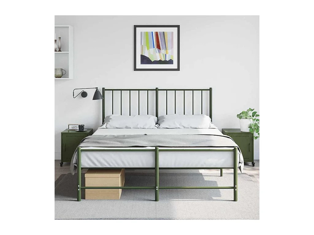 Tables de chevet 2 pcs vert olive 36x39x43,5 cm acier