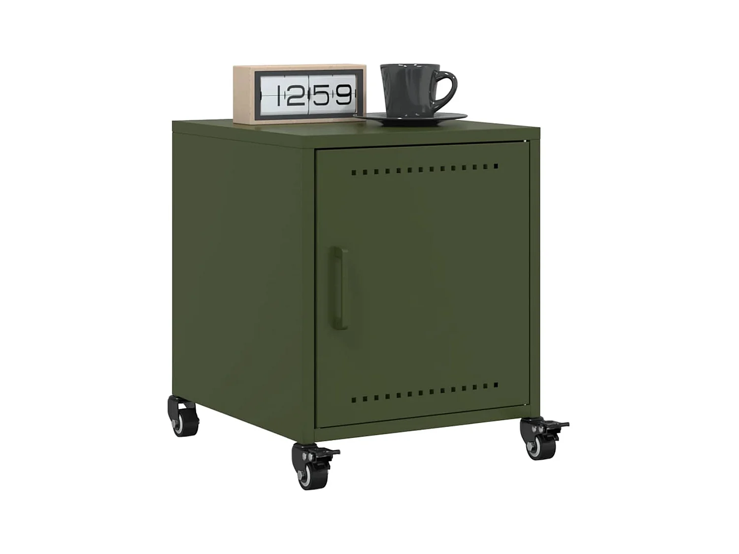 Tables de chevet 2 pcs vert olive 36x39x43,5 cm acier