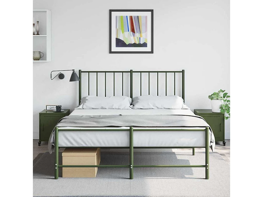 Tables de chevet 2 pcs vert olive 36x39x43,5 cm acier