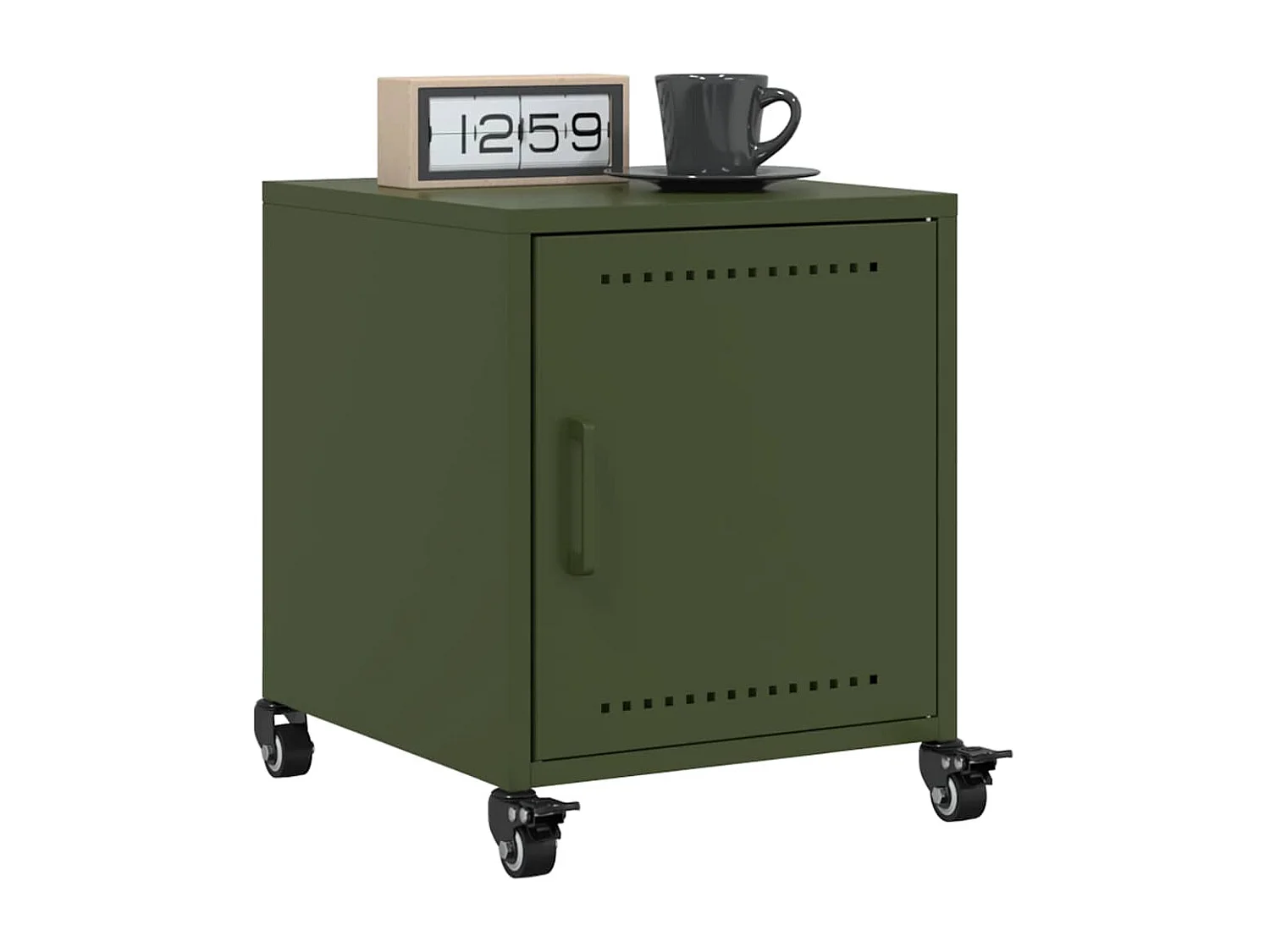 Tables de chevet 2 pcs vert olive 36x39x43,5 cm acier