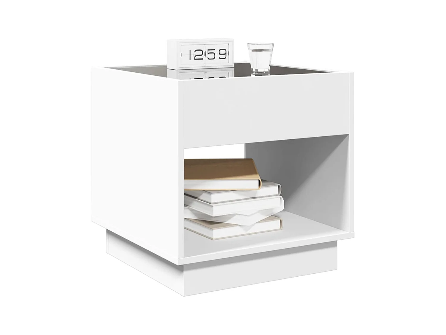 Nachtkastje met witte infinity LED 50x50x50 cm