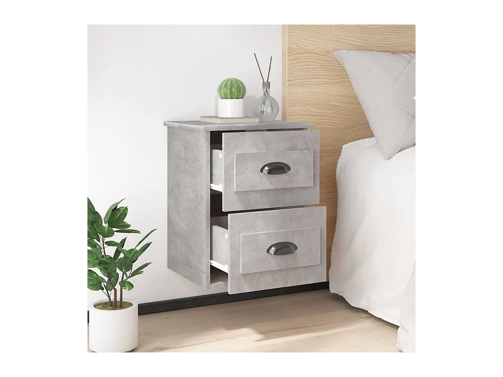 Tables de chevet murales 2 pcs gris béton 41,5x36x53 cm