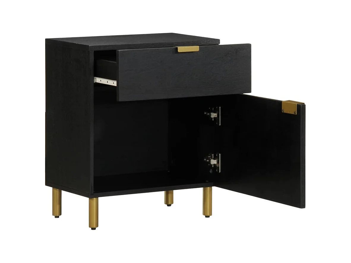 Table de chevet noir 50x33x60 cm bois d'ingénierie