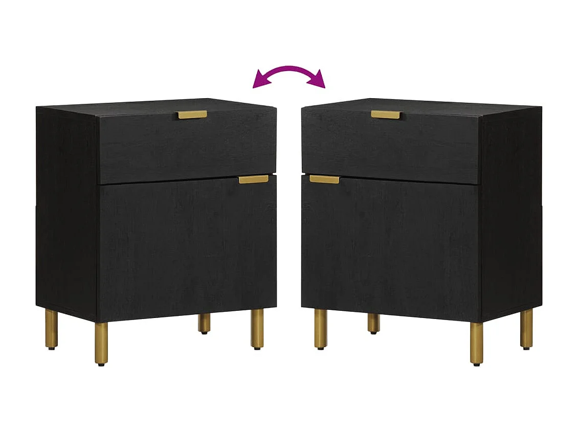 Table de chevet noir 50x33x60 cm bois d'ingénierie