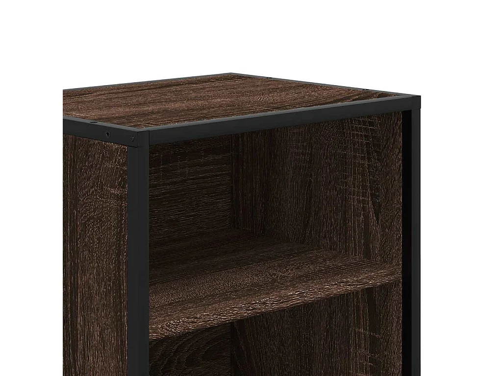 mesitas de noche de madera de ingeniería de roble marrón y metal