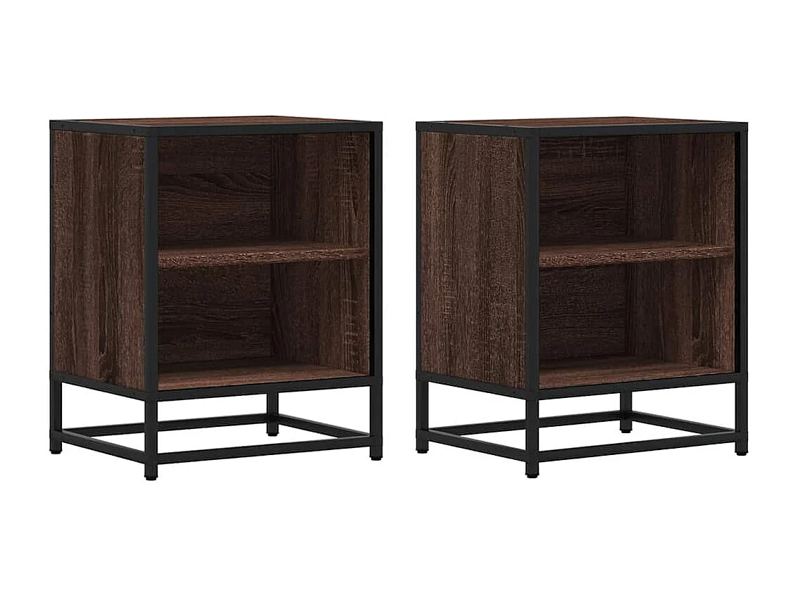 Tables de chevet 2 pcs chêne marron bois d'ingénierie et métal