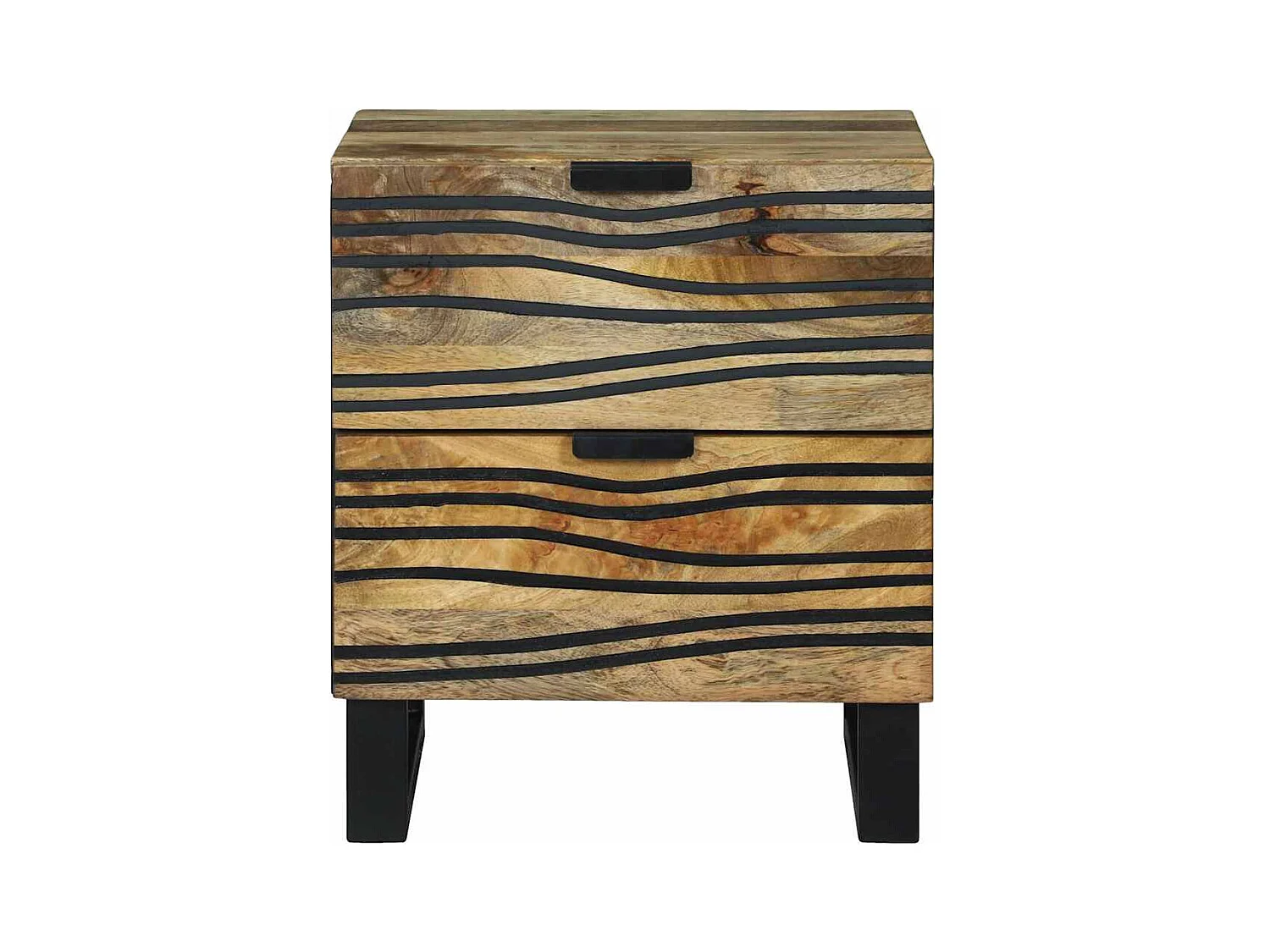 Tables de chevet - 2 pcs, 40x33.5x46 cm, en bois de manguier et bois reconstitué