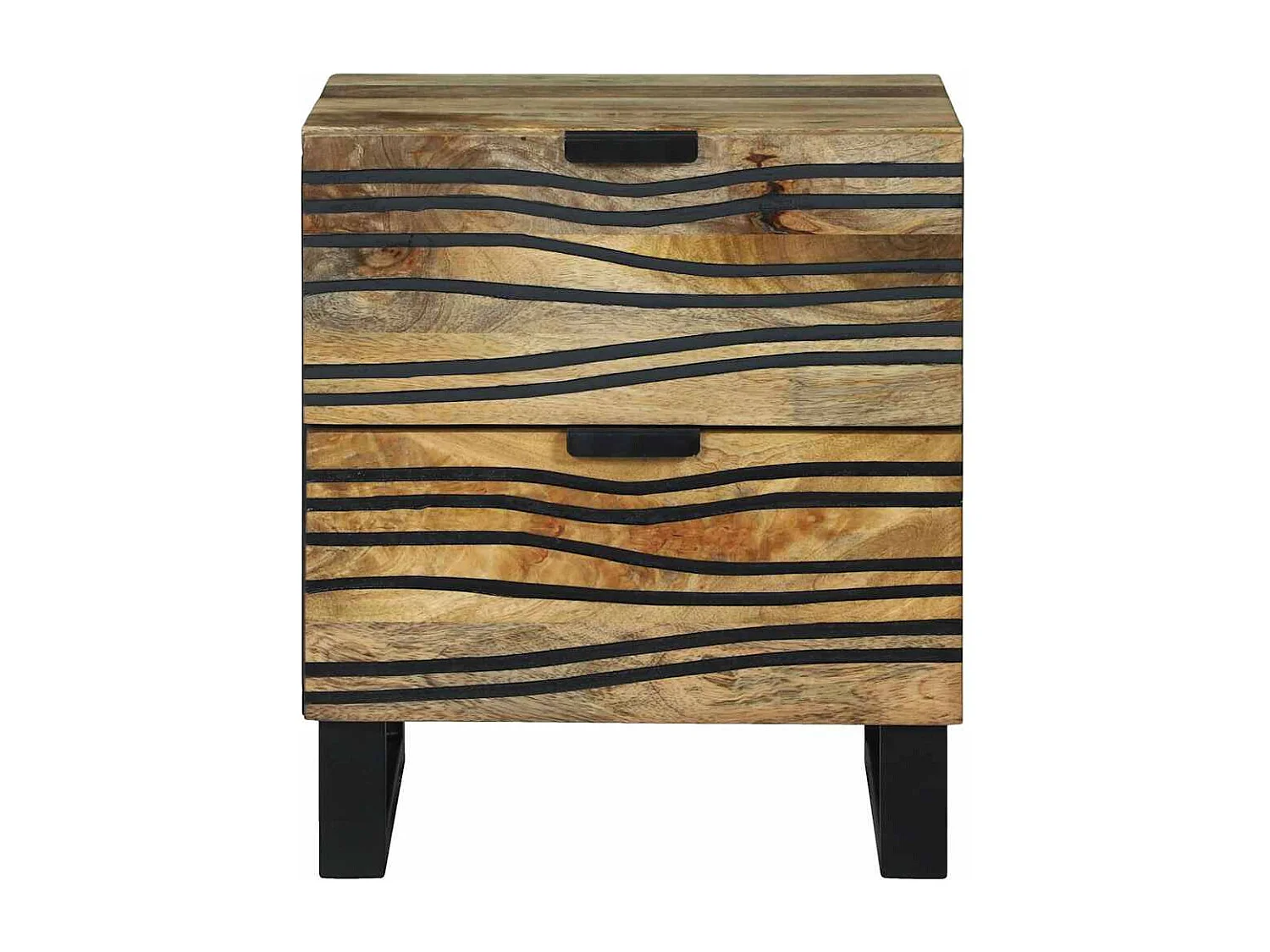 Tables de chevet - 2 pcs, 40x33.5x46 cm, en bois de manguier et bois reconstitué