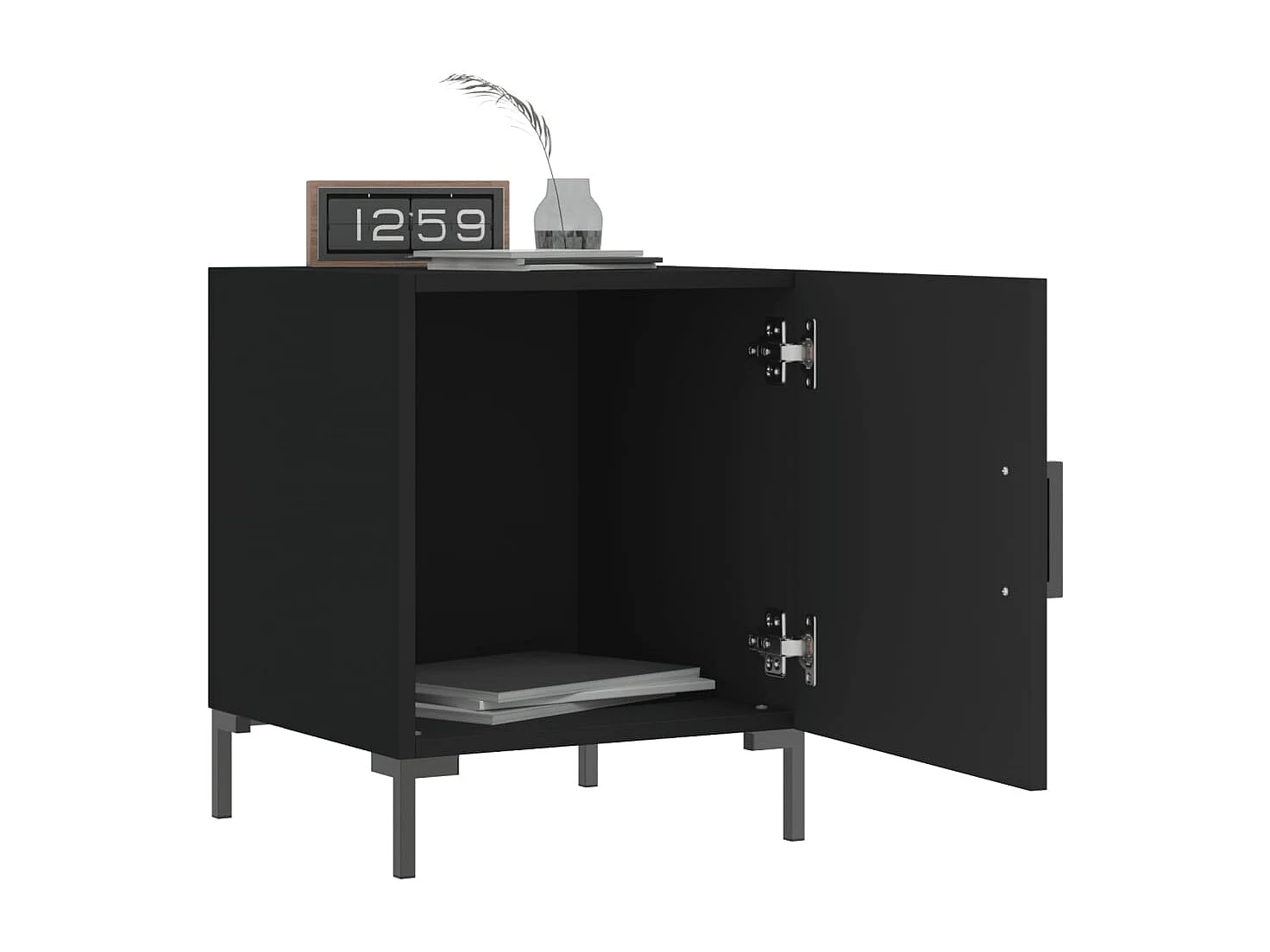 Comodino nero 40x40x50 cm in legno ingegnerizzato