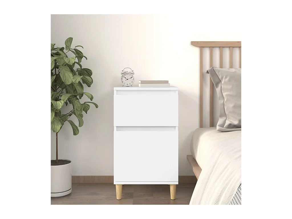 Table de chevet blanc 40x35x70 cm