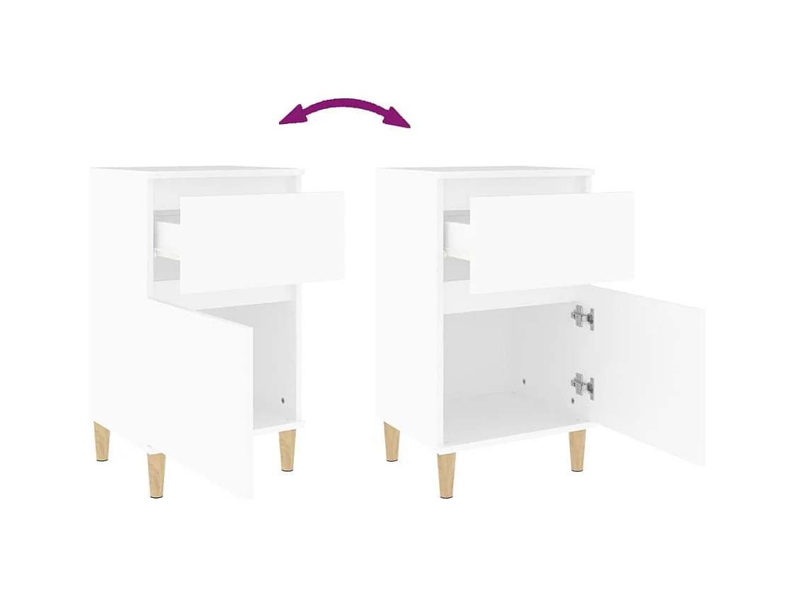 Table de chevet blanc 40x35x70 cm