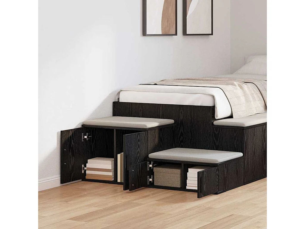 Armoire de rangement noire 118x41x40 cm en bois d'ingénierie