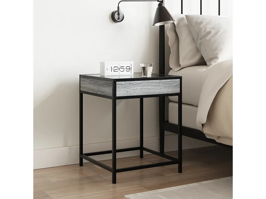 Nachttisch mit LED Infinity Sonomagrau 40x40x51 cm