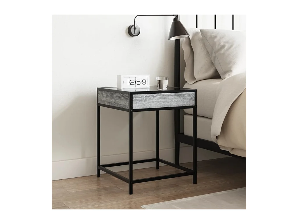 Nachtkastje met LED infinity sonoma grijs 40x40x51 cm