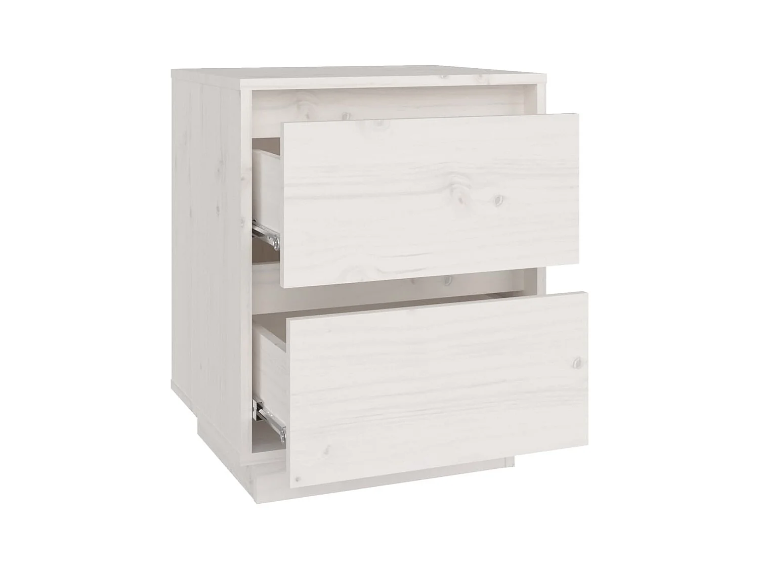Mesita de noche Blanca 40x35x50 cm Madera maciza de pino