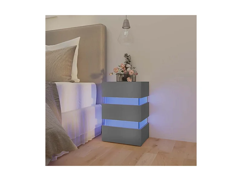 Table de chevet à LED Gris 45x35x67 cm Bois d'ingénierie