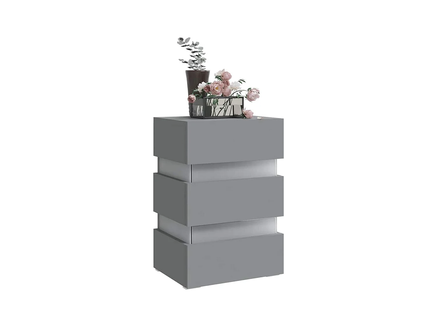 Table de chevet à LED Gris 45x35x67 cm Bois d'ingénierie