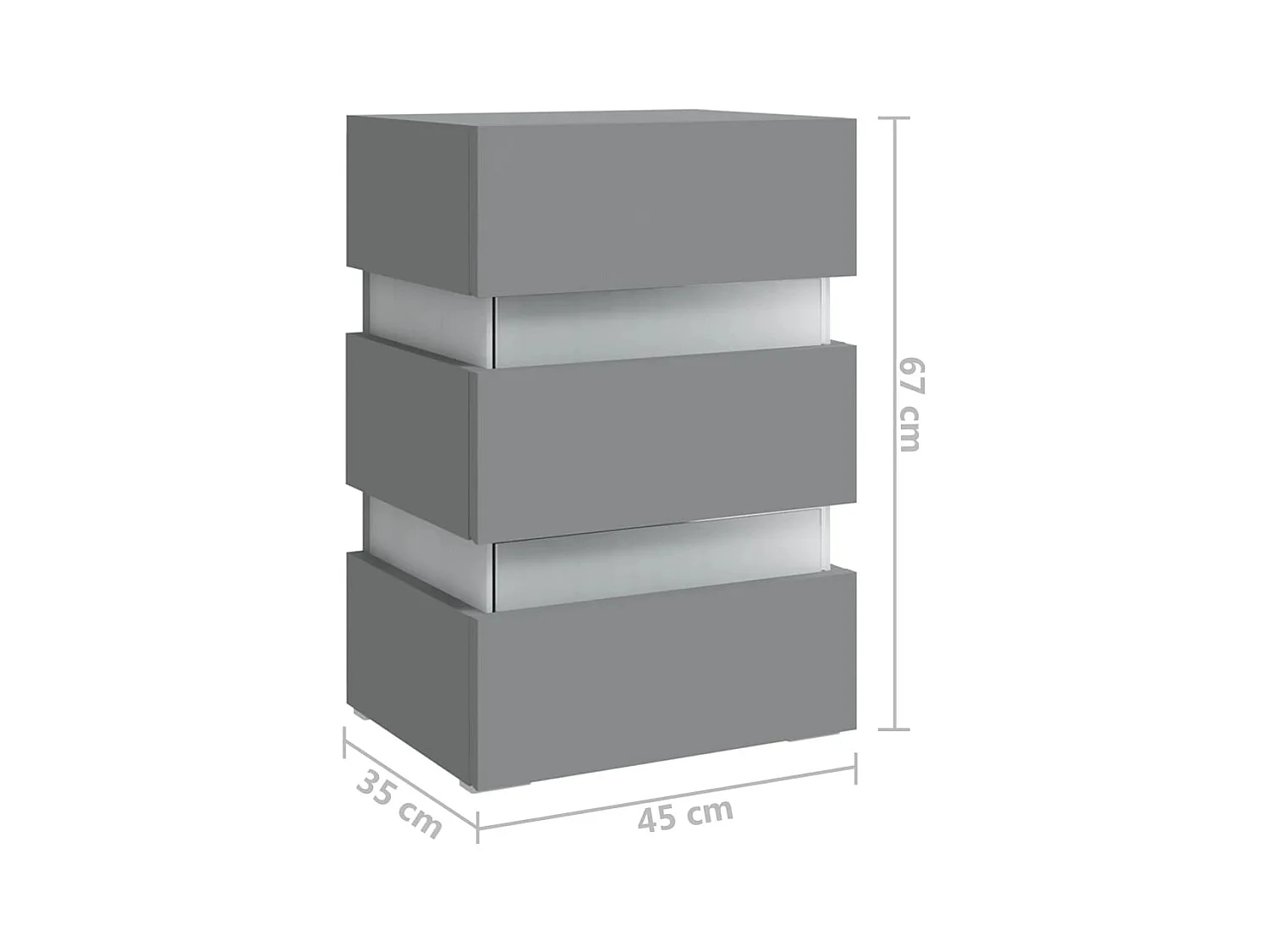 Table de chevet à LED Gris 45x35x67 cm Bois d'ingénierie