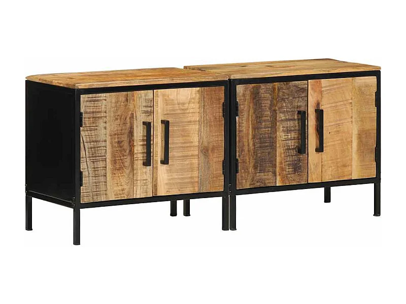 Comodini 2 pezzi 50x30x45 cm Legno massello di mango grezzo