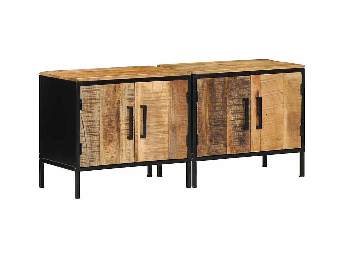 Tables de nuit 2 pcs 50x30x45 cm Bois massif brut de manguier