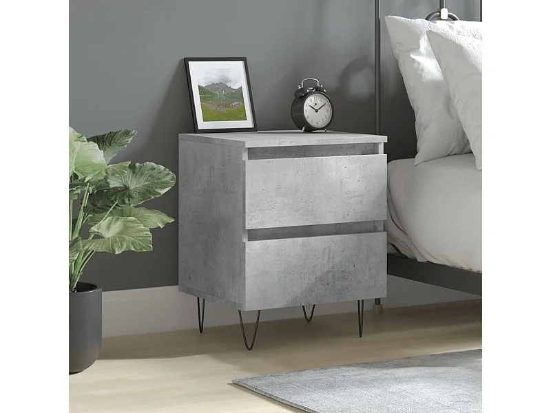 Mesita de noche de madera de ingeniería gris hormigón 40x35x50 cm