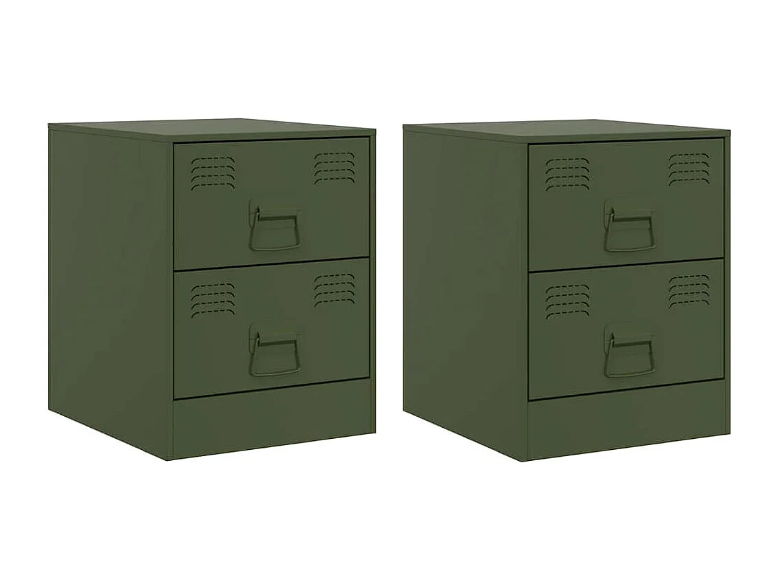 Tables de chevet 2 pcs vert 34,5x39x44 cm acier