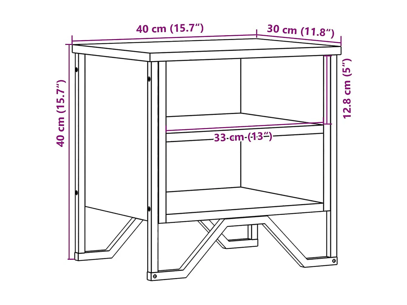 Table de chevet chêne marron 40x30x40 cm bois d'ingénierie
