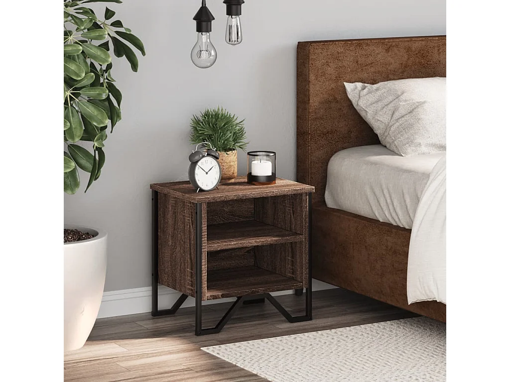 Table de chevet chêne marron 40x30x40 cm bois d'ingénierie