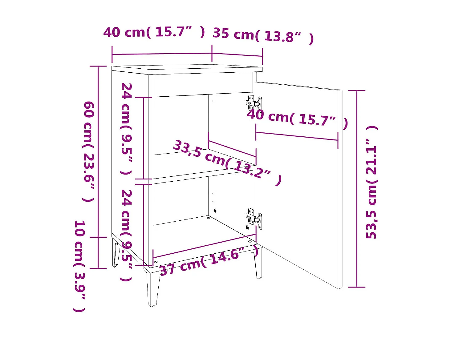 Table de chevet sonoma gris 40x35x70 cm bois d'ingénierie