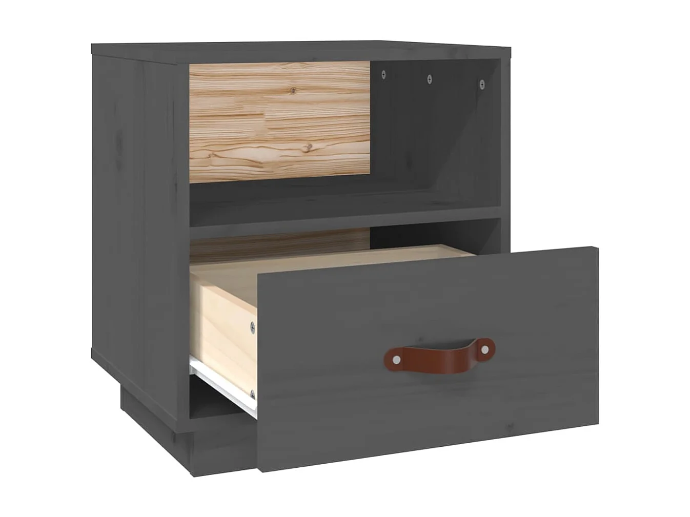 Comodino Grigio 40x34x45 cm Legno massello di pino