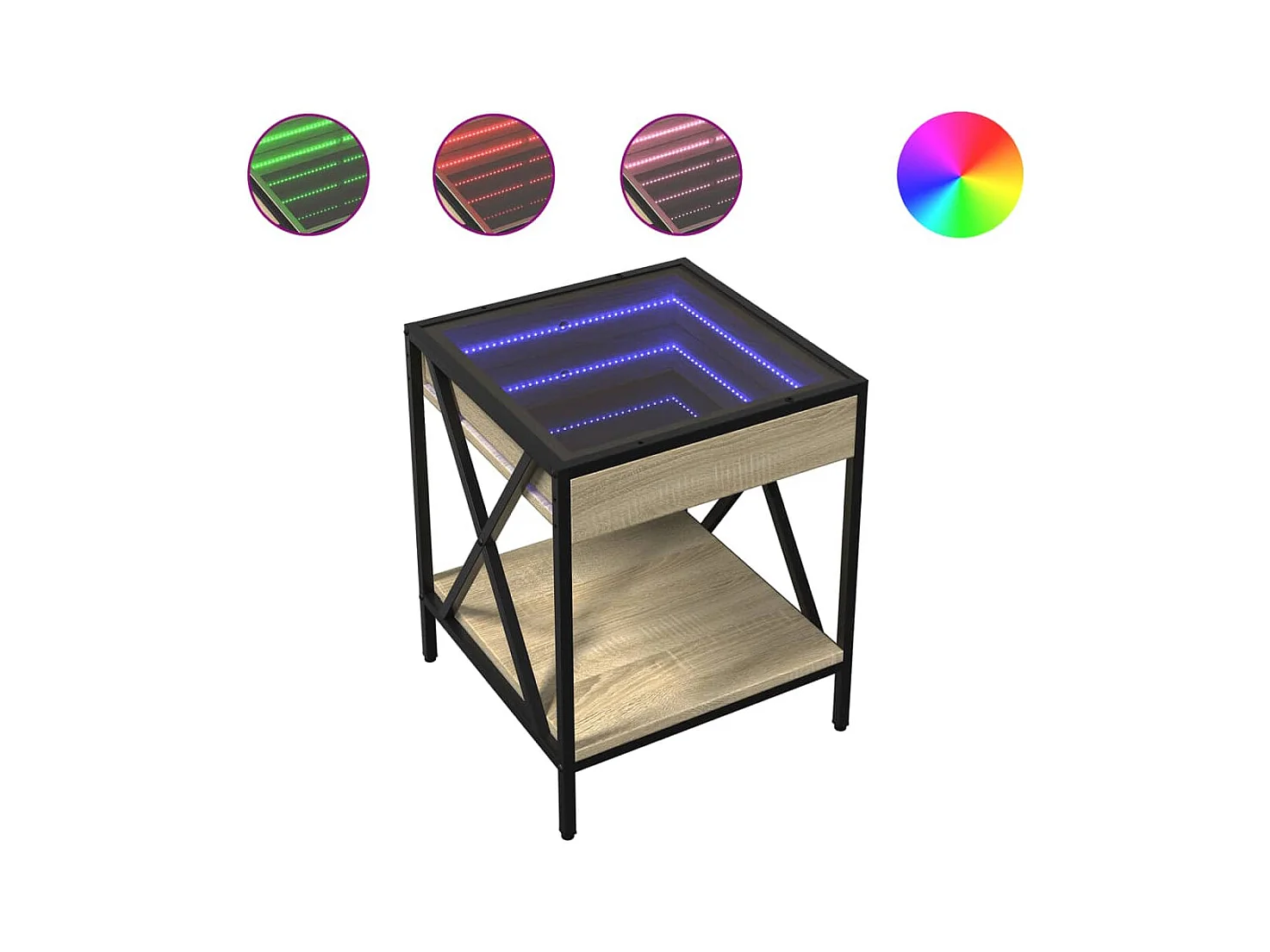 Nachttisch mit unendlicher LED Sonoma Eiche 40x40x49 cm
