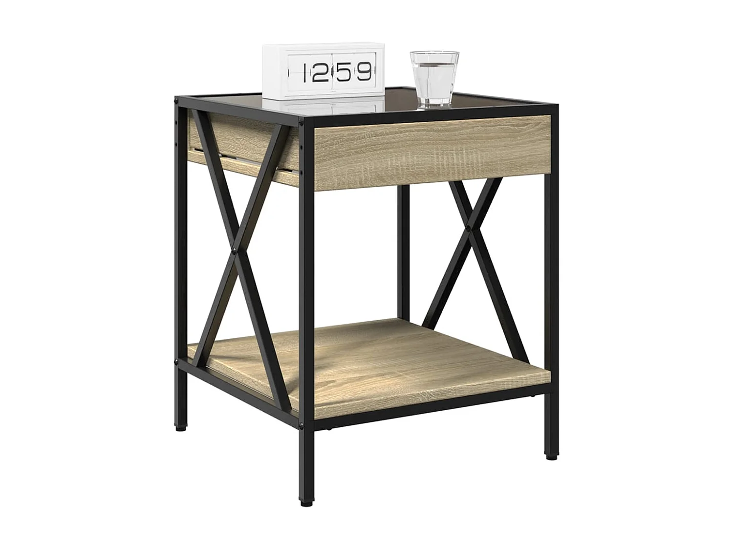 Nachtkastje met oneindige LED Sonoma eiken 40x40x49 cm