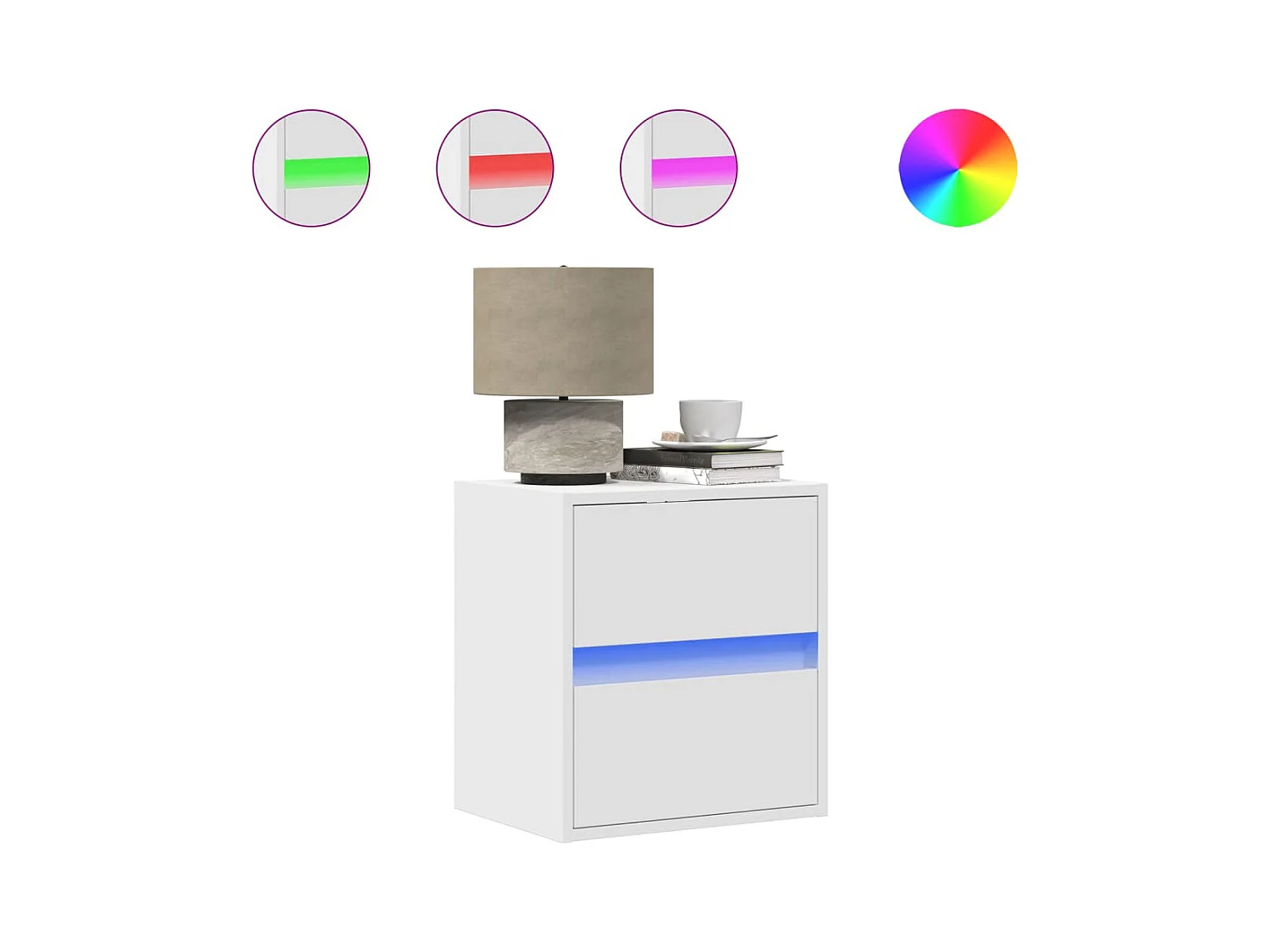 Wandnachtkastjes met LED-verlichting 2 stuks wit