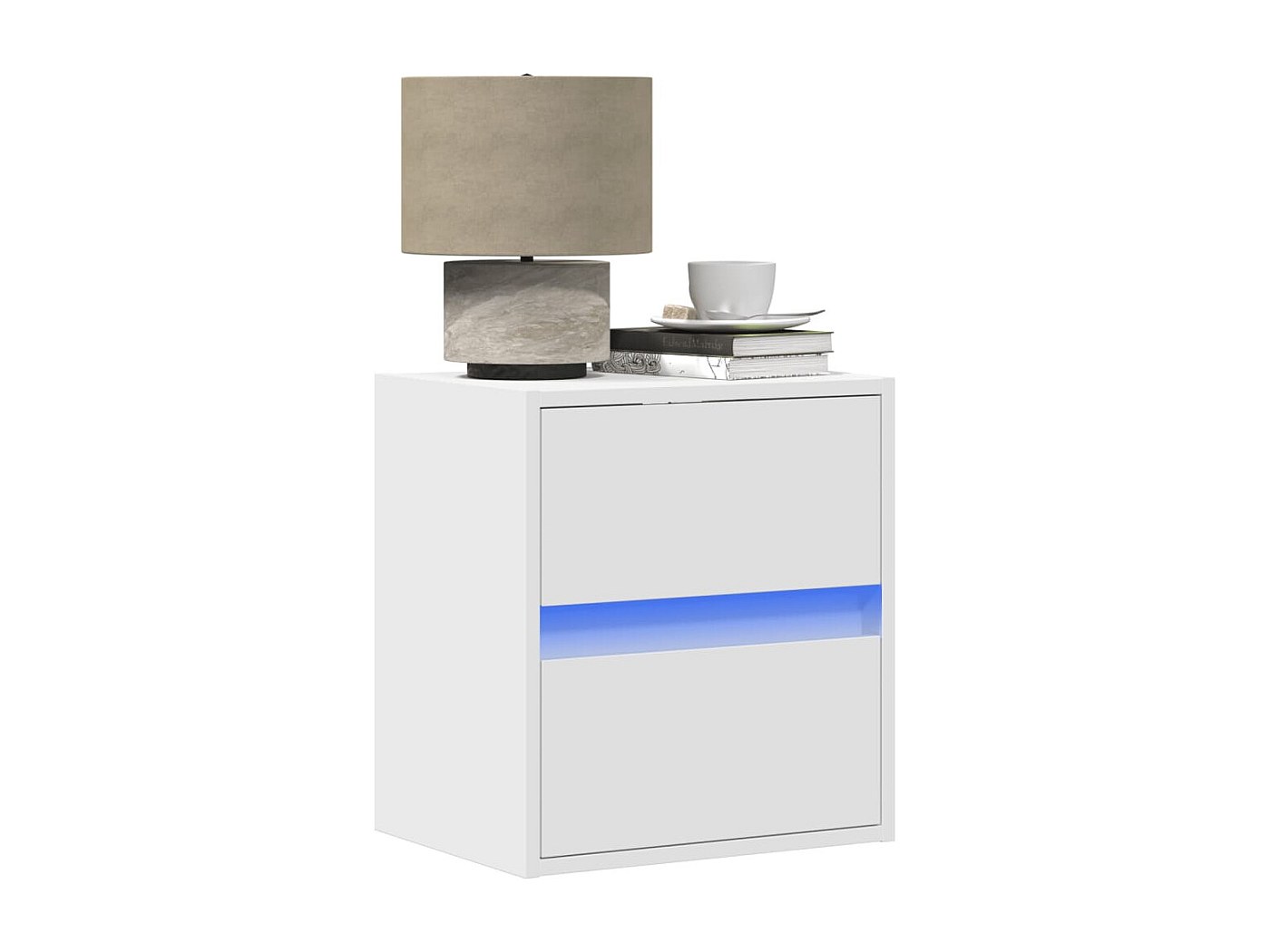 Set 2 Comodini Gurexl 60 Cm – Con Ricarica USB-C, LED Sensore, 2 Cassetti, In Legno Grigio