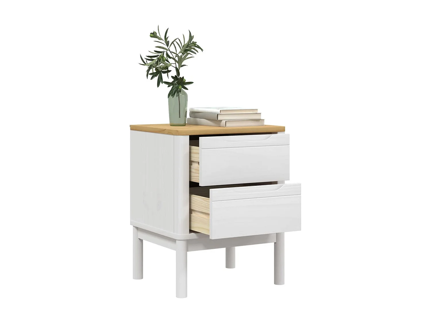 Table de chevet FLORO blanc 45x39x57 cm bois de pin massif