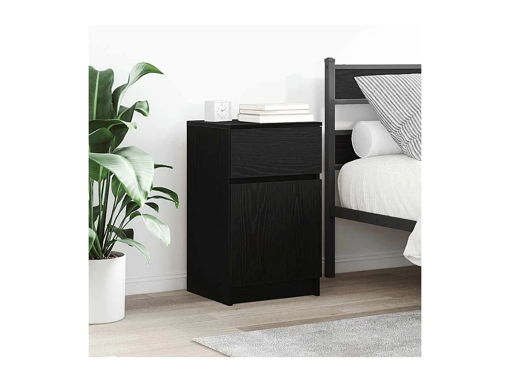 Table de chevet noir 39x35x65 cm bois d’ingénierie