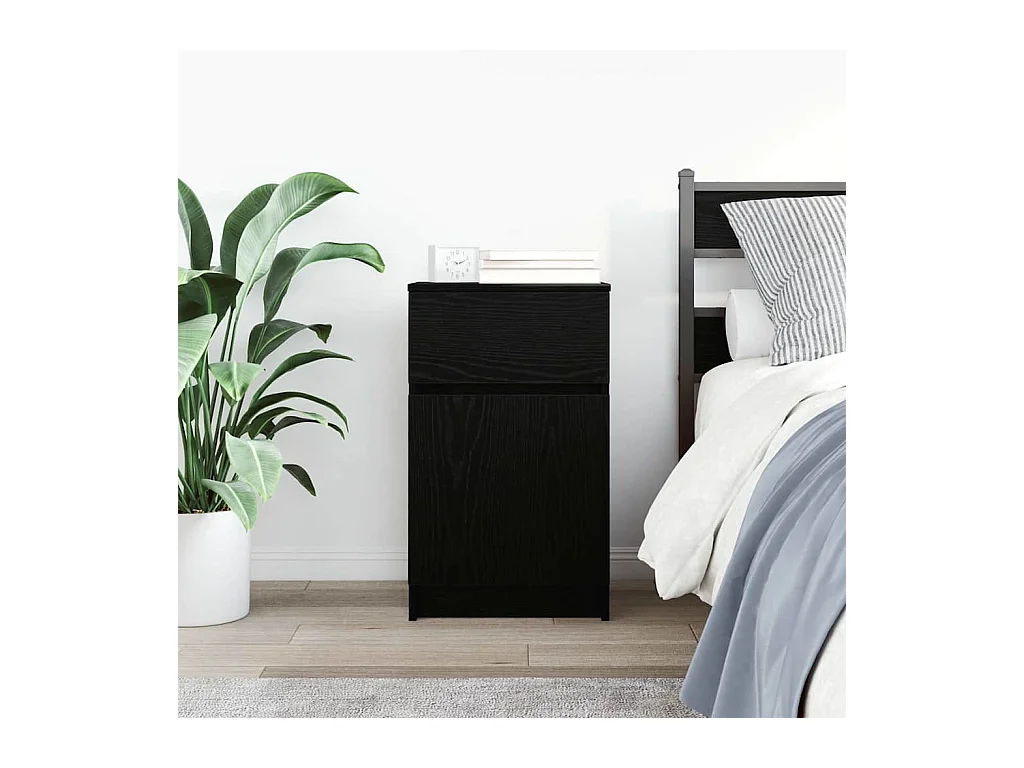 Table de chevet noir 39x35x65 cm bois d’ingénierie