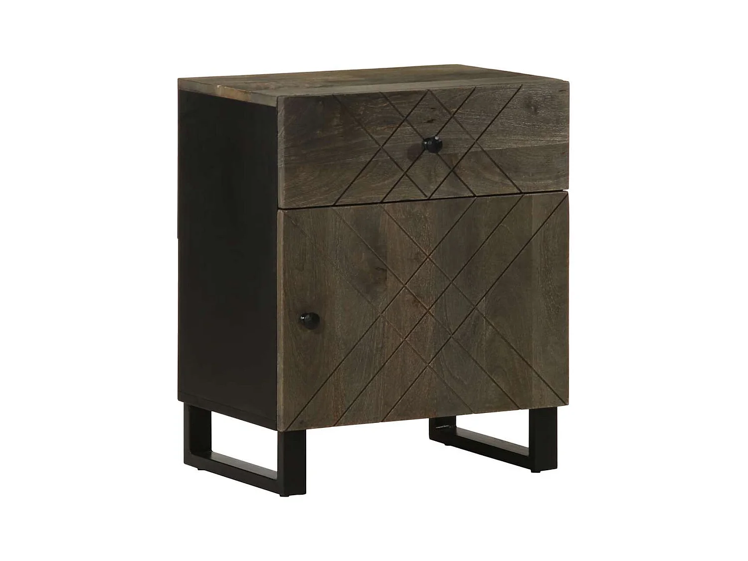 Table de chevet noir 50x33x60 cm bois de manguier massif