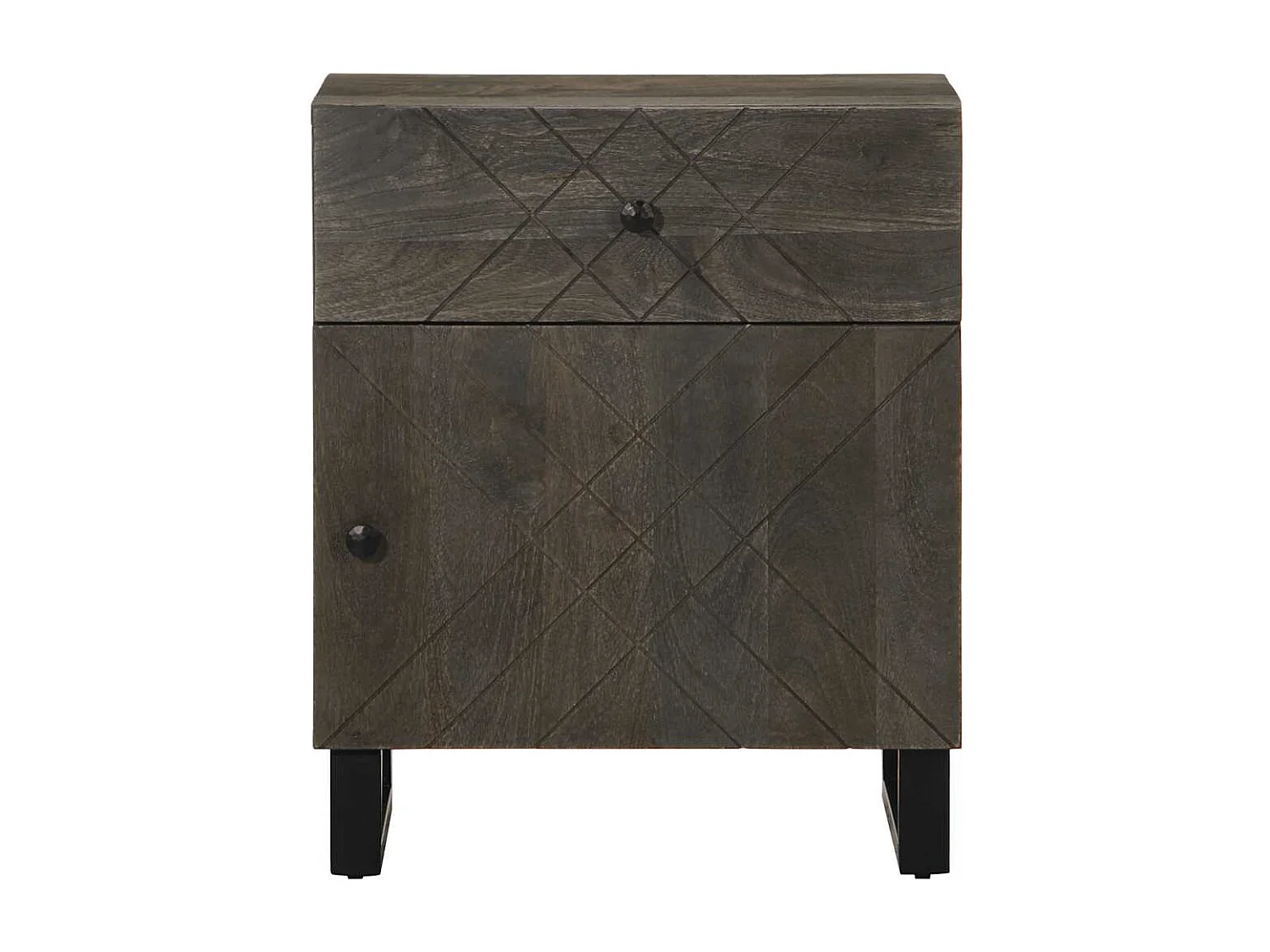 Table de chevet noir 50x33x60 cm bois de manguier massif