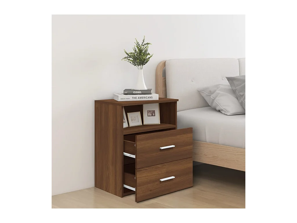Nachtkastjes 2 stuks Bruin eiken 50x32x60 cm