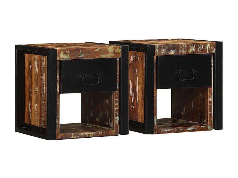 Tables de chevet 2 pcs multicolore 40x35x40cm bois récupération