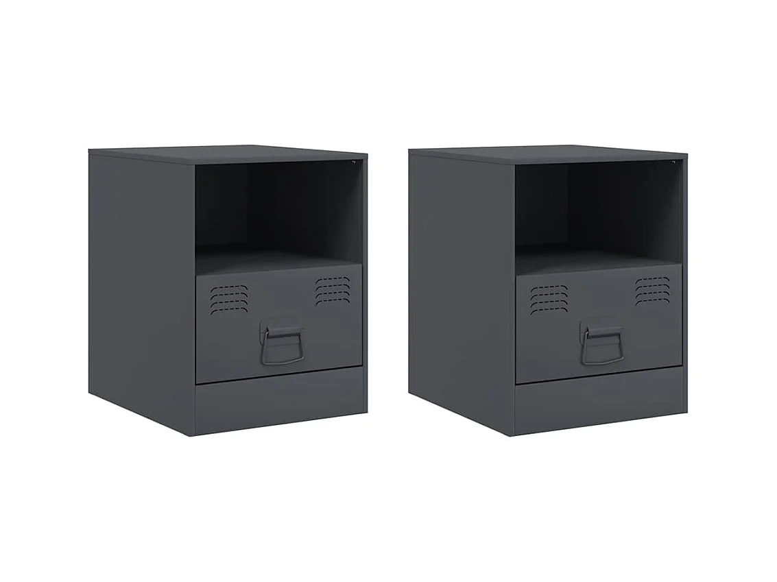Tables de chevet 2 pcs anthracite 34,5x39x44 cm acier