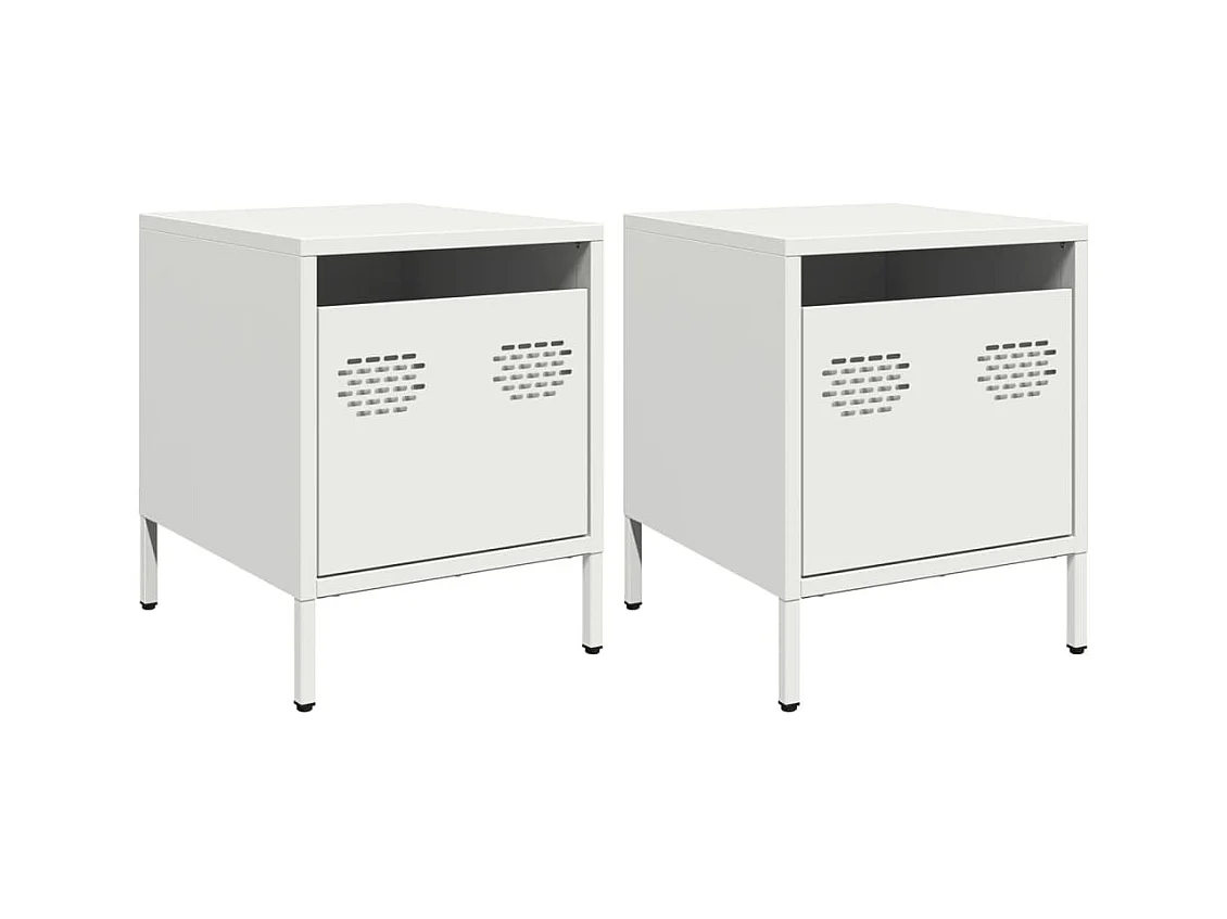Tables de chevet 2 pcs blanc 35x39x43,5 cm acier