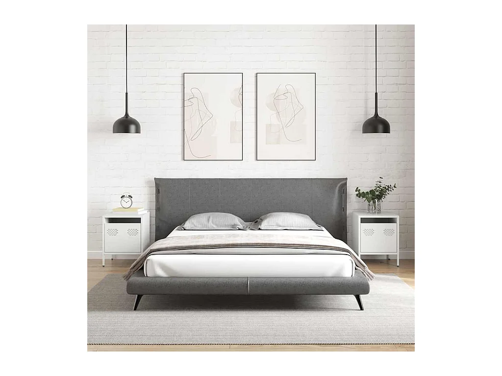 Tables de chevet 2 pcs blanc 35x39x43,5 cm acier