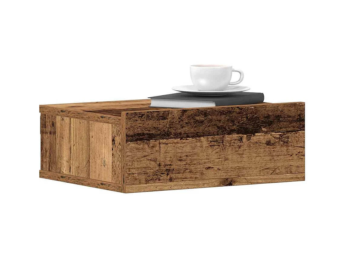 Table de chevet flottante vieux bois bois d'ingénierie