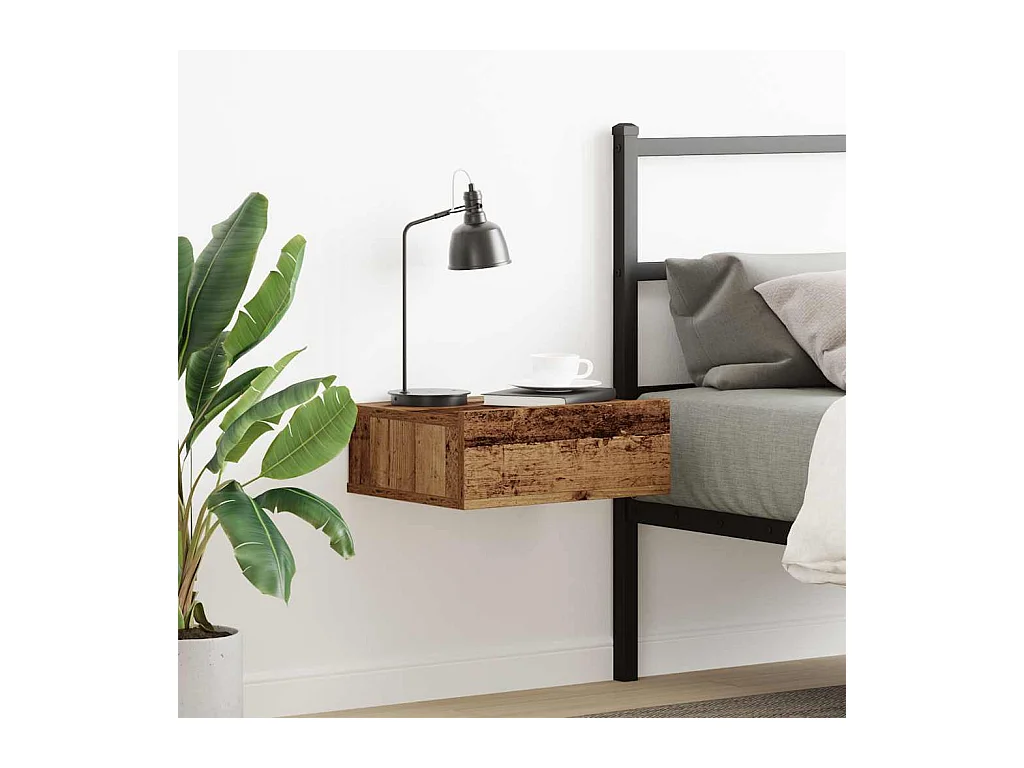 Table de chevet flottante vieux bois bois d'ingénierie