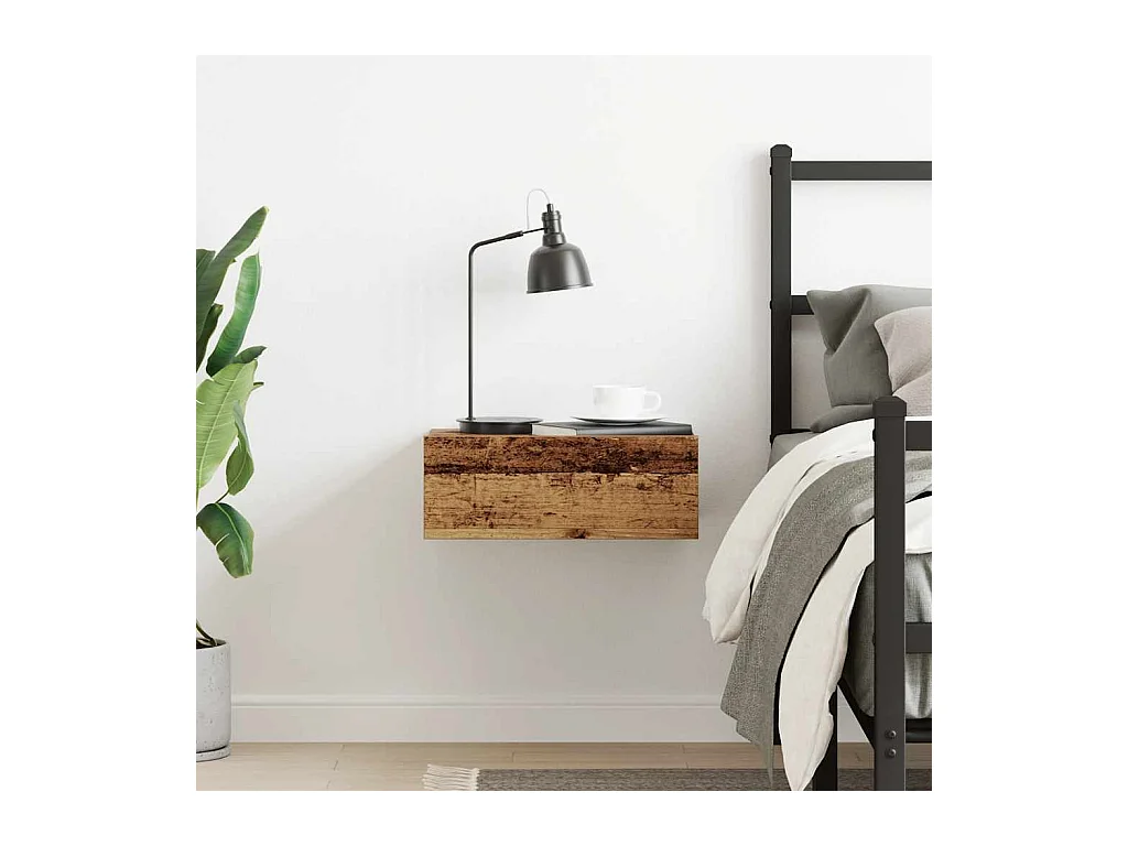 Table de chevet flottante vieux bois bois d'ingénierie