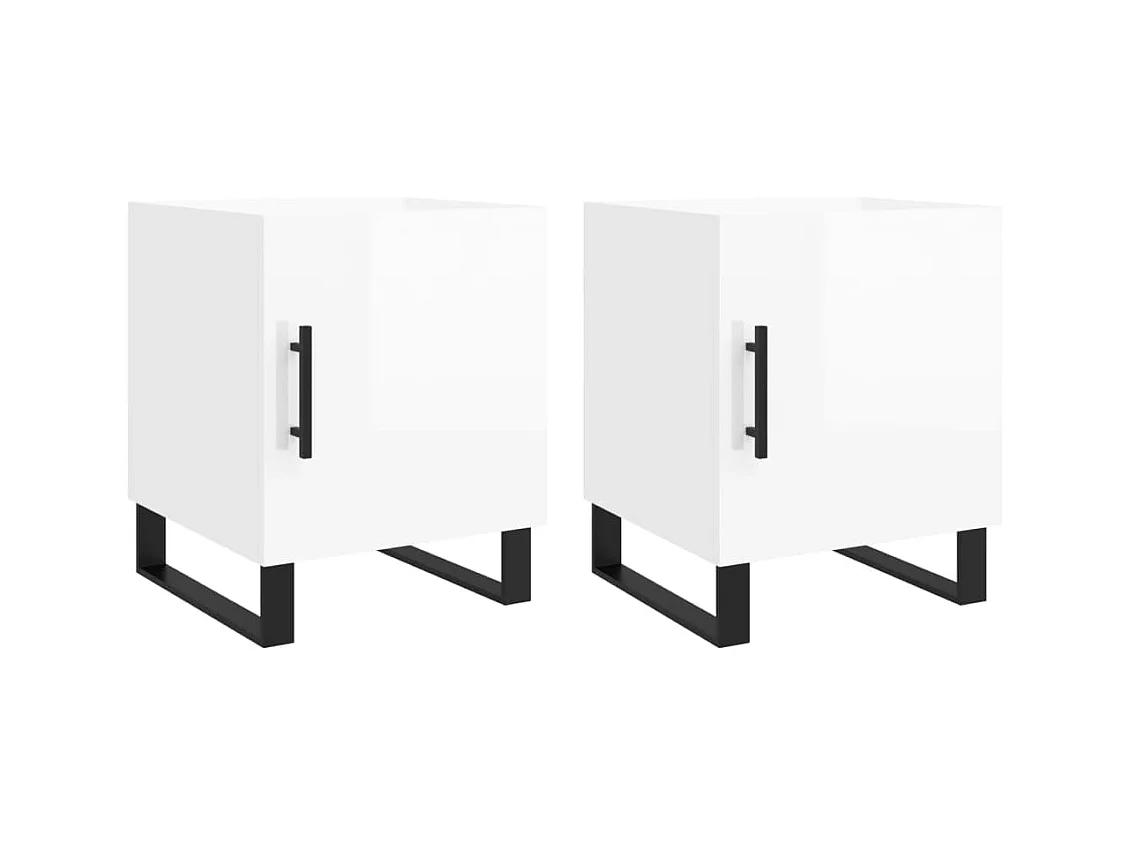 Tables de chevet 2 pcs blanc brillant 40x40x50 cm